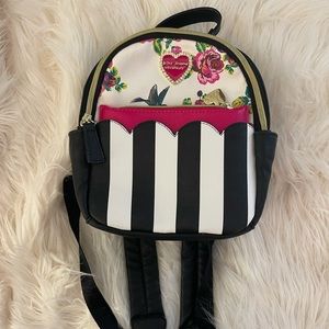 NWOT Betsey Johnson Mini Floral Striped Backpack